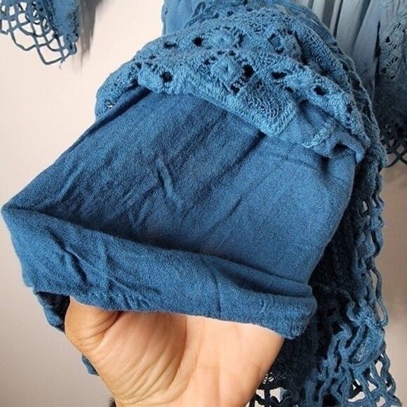 YOUNG FABULOUS & BROKE Blue Sloan Ombré Off-the-shoulder Short Jumpsuit Size S - Picture 9 of 10